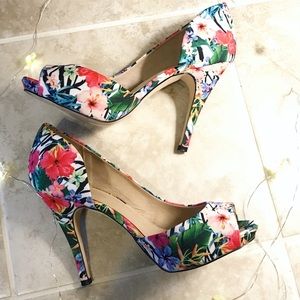 Mix No. 6 Tropical Peep Toe Stillettos Size 9